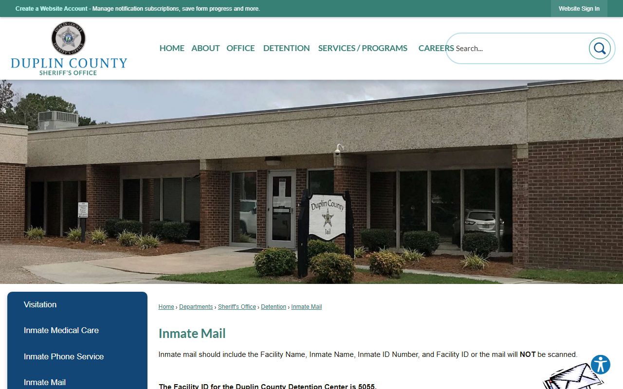 Duplin County Detention Center inmate mail scanning rules